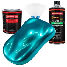 Teal Green Metallic Acrylic Lacquer Quart Auto Paint Kit Medium Thinner Teal Green Metallic Acrylic Lacquer Quart Auto Paint Kit Medium Thinner