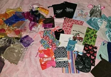 Lot of 115 Small Jewelry/Gifts Drawstring Fabric & Mesh Dust Bags Mixed Brands