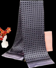 100 Silk mulberry men women Scarf neckerchief Wrap plaid gray black MY116-51