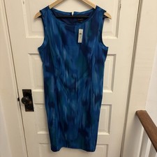 Ann Taylor Women’s Blue Watercolor Silk Sleeveless Sheath Dress Size 10 New $158