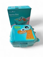 NEW Freshmage  Double-Layer Bento Box Container for Lunch  Blue Dinosaur