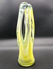 Vintage Murano Style Hand Blown Art Glass Sculpture Yellow Clear Biomorphic MCM