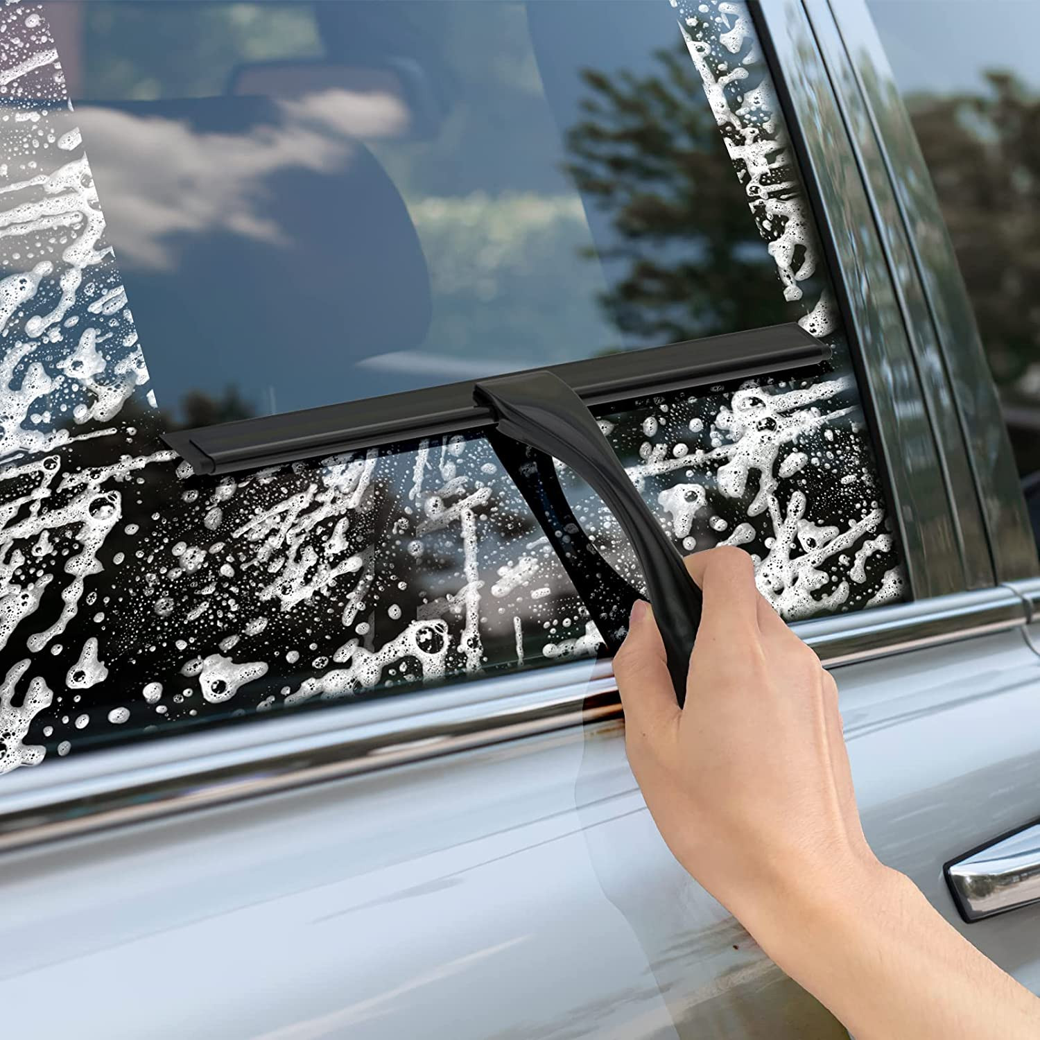 All-Purpose Stainless Steel Shower Squeegee for Shower Doors with 2 Adhesive