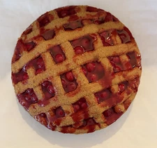 Faux Fruit Pie Cherry Lattice Top Pie-9.5"-in metal pie pan