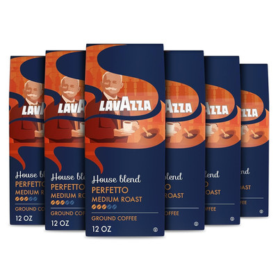 Lavazza House Blend Perfetto Ground Coffee 6 Bags of 12Oz, Medium Roast, Full-Bo