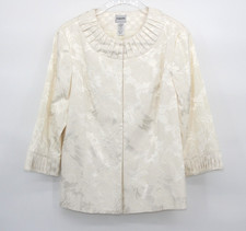 NWT Chico's Women's Antique Ivory Floral Elegant 3/4 Sleeve Jacket Size 2