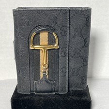 Gucci Horsebit Wallet Black Tan Canvas Leather