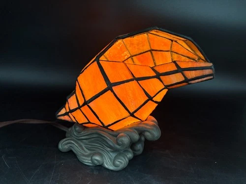 Vintage Art Deco Tiffany Style "CONCH SHELL" Stained Glass Table Lamp