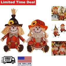 2 Pack Fall Scarecrows Handmade Decorations for Thanksgiving Table Decor