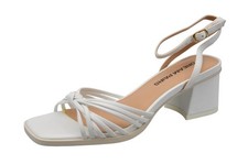 Womens Ankle Strap Block Mid Heel Sandals Faux Leather Strappy Casual Shoes