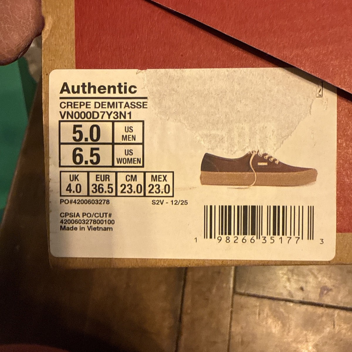 Authentic Vans Crepe Demitasse Brown Suede Gum Sole 5.0 men 