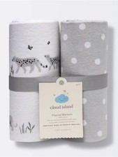 cloud island Gray White Flannel Baby Blanket Duo