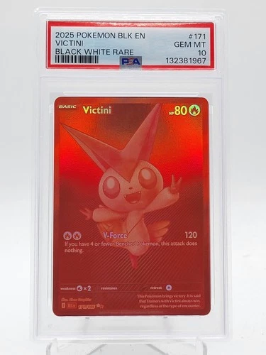 VICTINI 2025 POKEMON BLACK BOLT #171 BLACK WHITE RARE PSA 10 Q0895