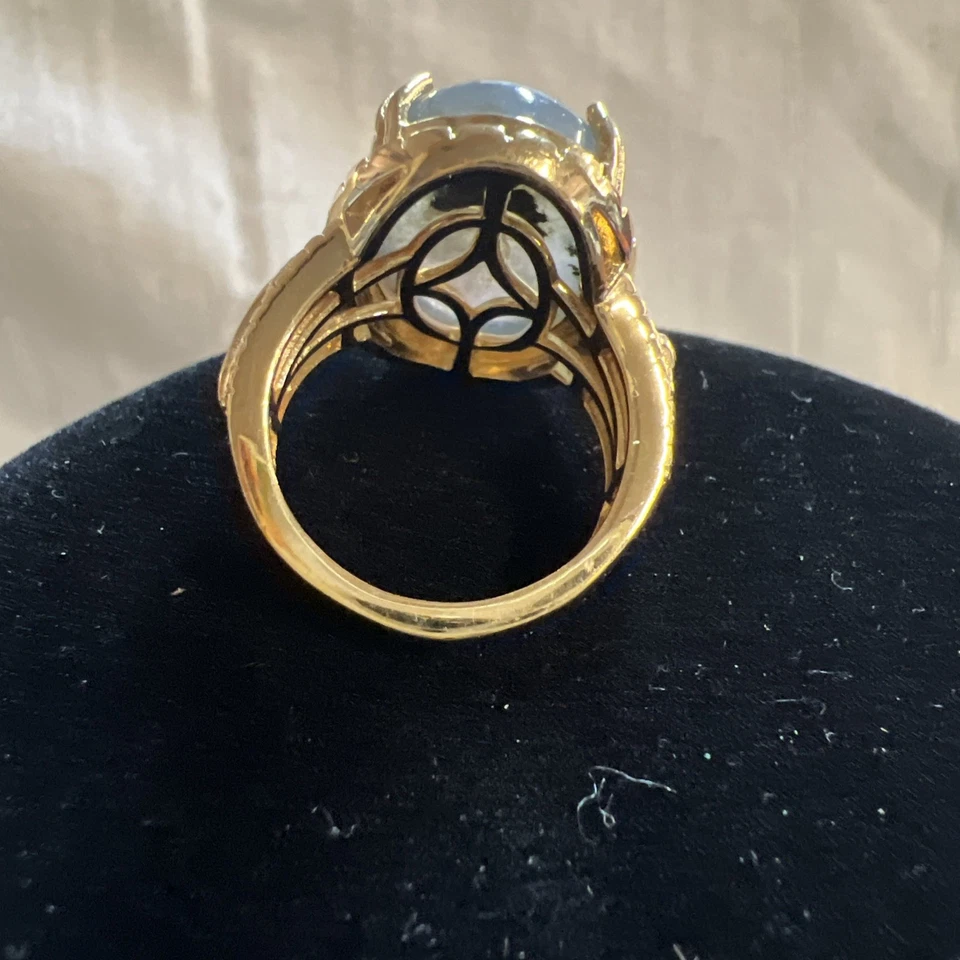 Anillo solitario de labradorita de fuego Karis Madagascar enchapado en 18 quilates YG (tamaño 6,0) #34 Foto 3 de 4