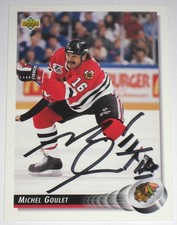 MICHEL GOULET SIGNED UPPER DECK CHICAGO BLACKHAWKS CARD AUTOGRAPH AUTO!!