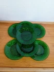 Set of 15 Vintage Anchor Hocking Forest Green Sandwich Glass Dessert Plates