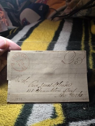 1839 Rare Madison Indiana Stampless Manuscript Cover To New York