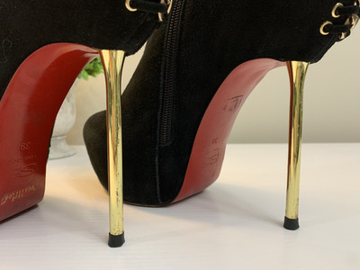 Sasha Fabiani Black Suede Platform Gold Stiletto Booties Sasha Fabiani Black Suede Platform Gold Stiletto Booties