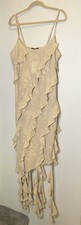 Forever 21 Bodycon Ruffle Asymmetrical Lace Dress Size XL Nude Beige NWT