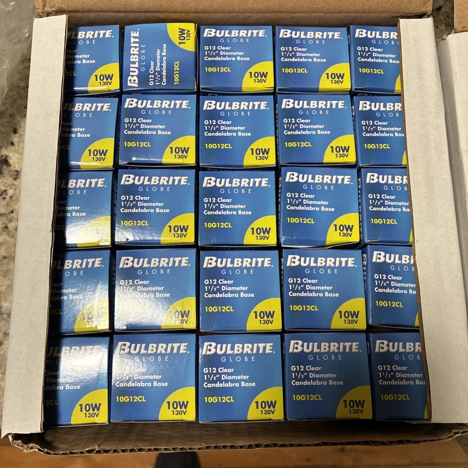 Bulbrite 10G12CL 10W 130V G12 Clear Candelabra Base Globe Bulb Lot of 48 - Image 2 of 4