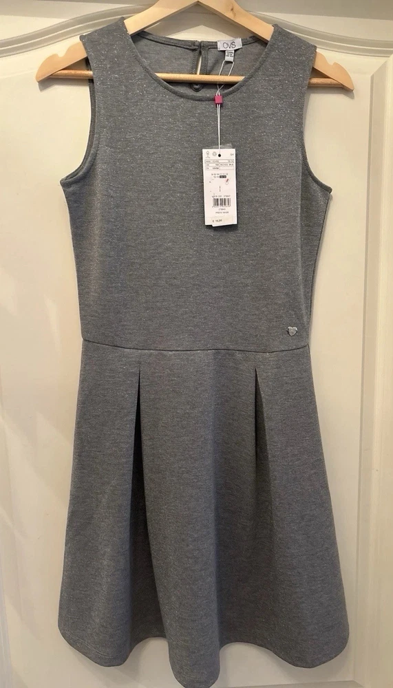 Kleid, OVS, Größe 164, Neu, grau mit silbernen Garn der glänzt