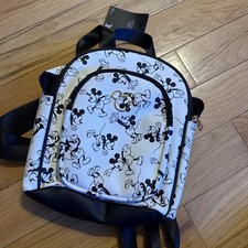 New With Tags  Disney Mickey Mouse Black White Adjustable Strap Small Backpack