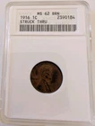 1916 Lincoln Wheat Cent ANACS MS62 Brown "Struck Thru" Grease, Soapbox