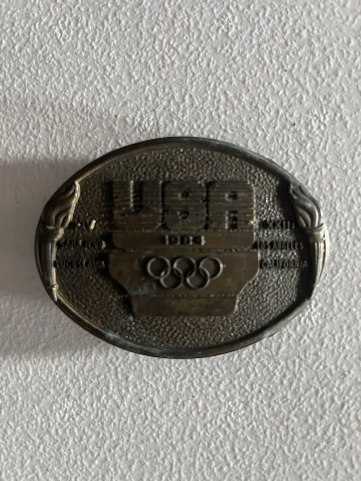 VTG 1984 Los Angeles Olympics Brass Belt Buckle Made In USA Rare - Image 2 of 3