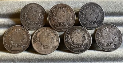 7 Silberknöpfe, Patrona Bavariae, 20 Kreuzer, Original Münzen um 1780 - Bild 1 von 4
