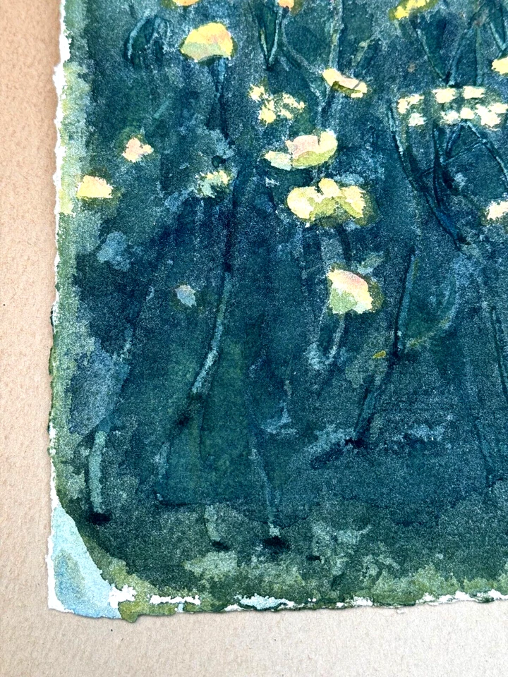 PINTURA ACUARELA ORIGINAL FIRMADA POR L. KADLEC PAISAJE FLORAL Foto 2 de 4