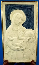Dante BALDELLI ITALY Bas-relief plaque MADONNA DEL LATTE Jesus Biscuit Porcelain