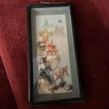 Autumn By Gu Peng Framed 3D Asian Chinese Shell Art Shadow Box Mother of Pearl
