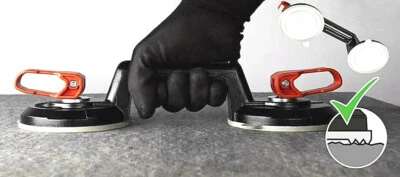 Raimondi Doppel Saugheber WEISS für strukturierte Fliesen | 57 kg Tragkraft