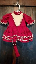 Vintage Martha's Miniatures Maroon/wine red Ruffle Toddler Girls Dress Size 3