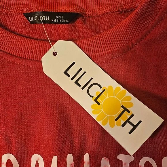 VETEMENTS Felpa Lilicloth Funny Coordinator Novità Grafica Umorismo Rossa Taglia L