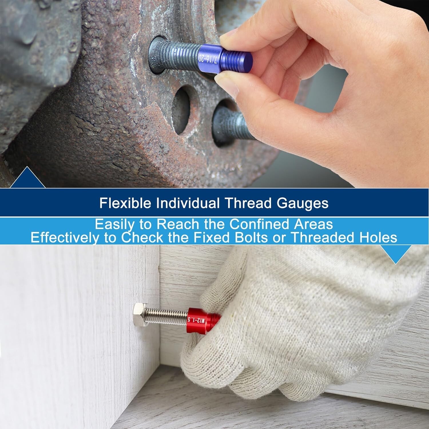 44pcs Nut and Bolt Thread Checker Standard and Metric Set Thread Identifier S...