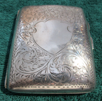 Rare Antique Silver Cigarette Case, See Hallmarks, , 82 grams, 85 by 70 mm 