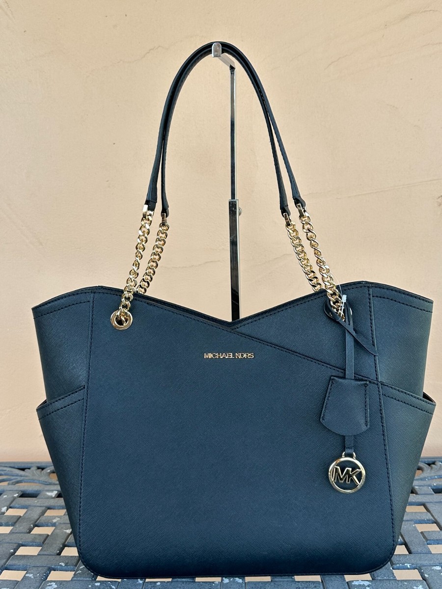 MICHAEL KORS JET SET TRAVEL LARGE CHAIN TOTE BAG + DOUBLE ZIP