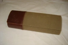 Ducks Unlimited Magnetic Hard Brown Leather Green Canvas Glasses Case