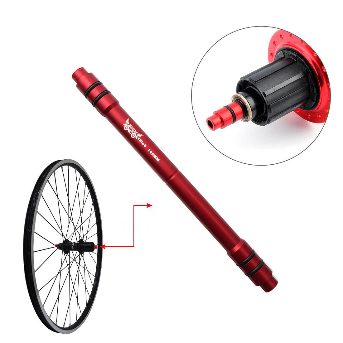 Lixada 12mm à 9mm QR Adaptateur MTB Vélo à Travers Moyeu de l'Essieu Libération Rapide 135mm Vélo Roue avant Moyeu Adaptateur