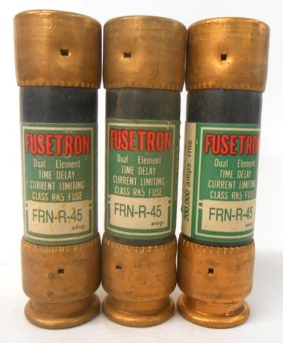 BUSSMANN, FUSETRON FUSE FRN-R-45, 45 AMP, 250 VOLTS, TIME DELAY, LOT OF ...