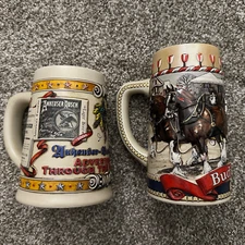 2 PACK! Anheuser Busch Advertising Through the Decades & Budweiser Beer Steins