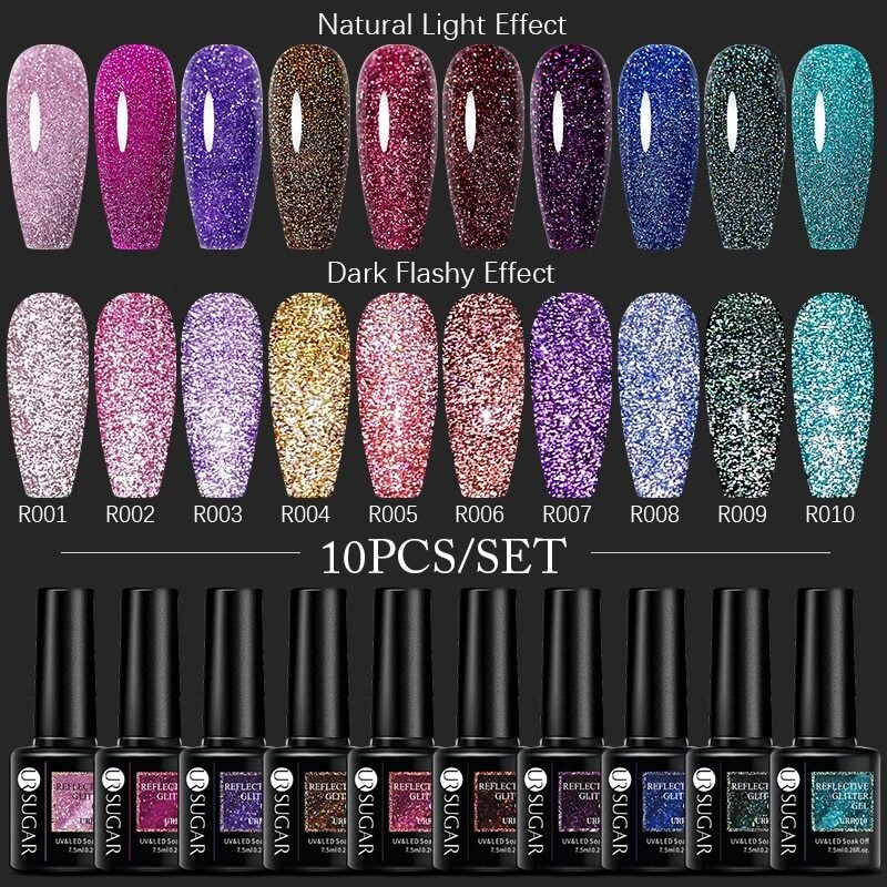 10PCS Reflective Series Nail Gel Polish Set Fluorescent Luminous Semi Permanent
Opens in a new windo