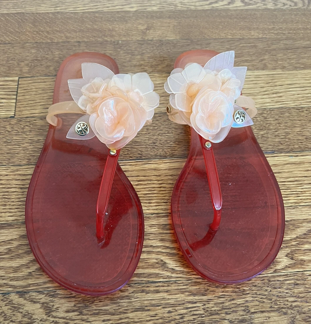 Tory burch top flower flip flops