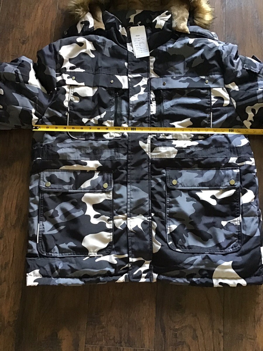 Yozai Black Camouflage Warm Winter Coat Hooded Lined Jacket Yozai Black Camouflage Warm Winter Coat Hooded Lined Jacket