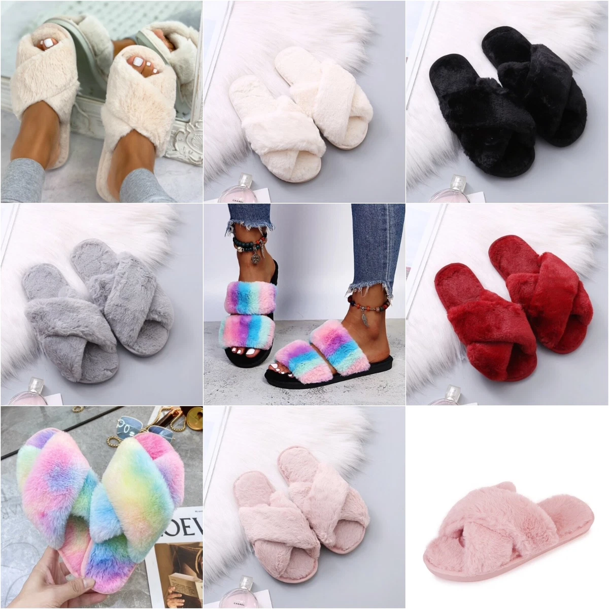 pantoufle chausson femme moelleux confort fourrure tongs tendance