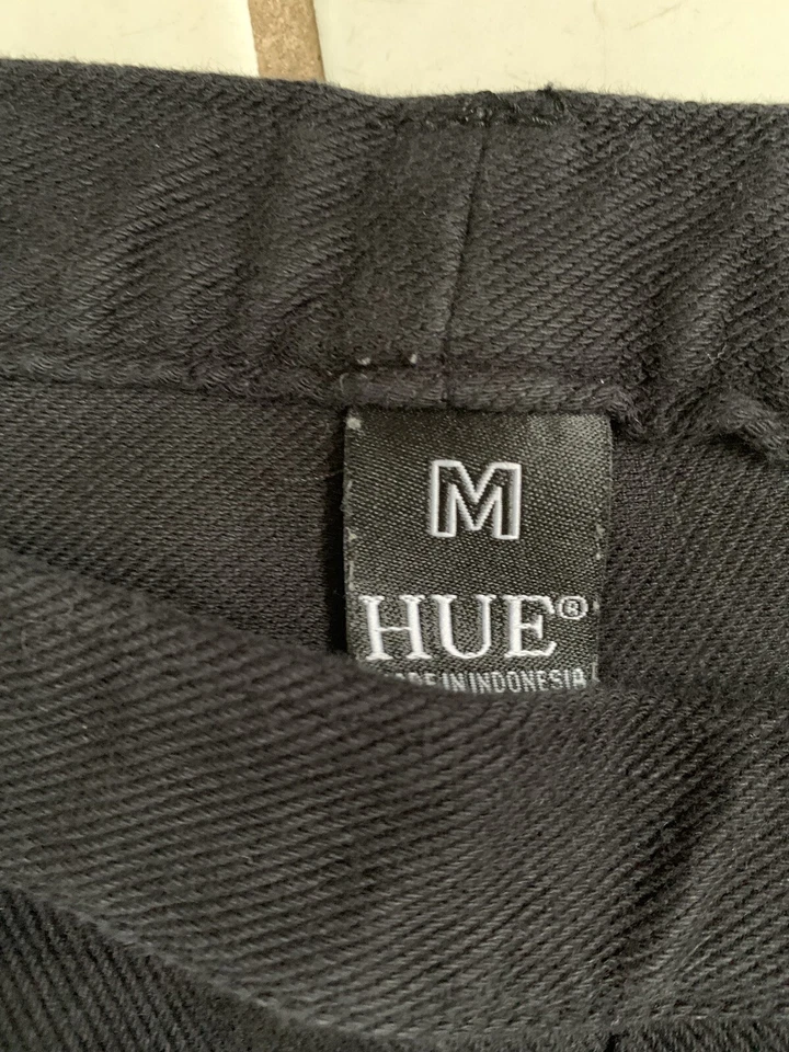 HUE Black Moto Style Elastic Waist Stretch Pants w/ Zippered Pockets Sz M - Image 3 of 4