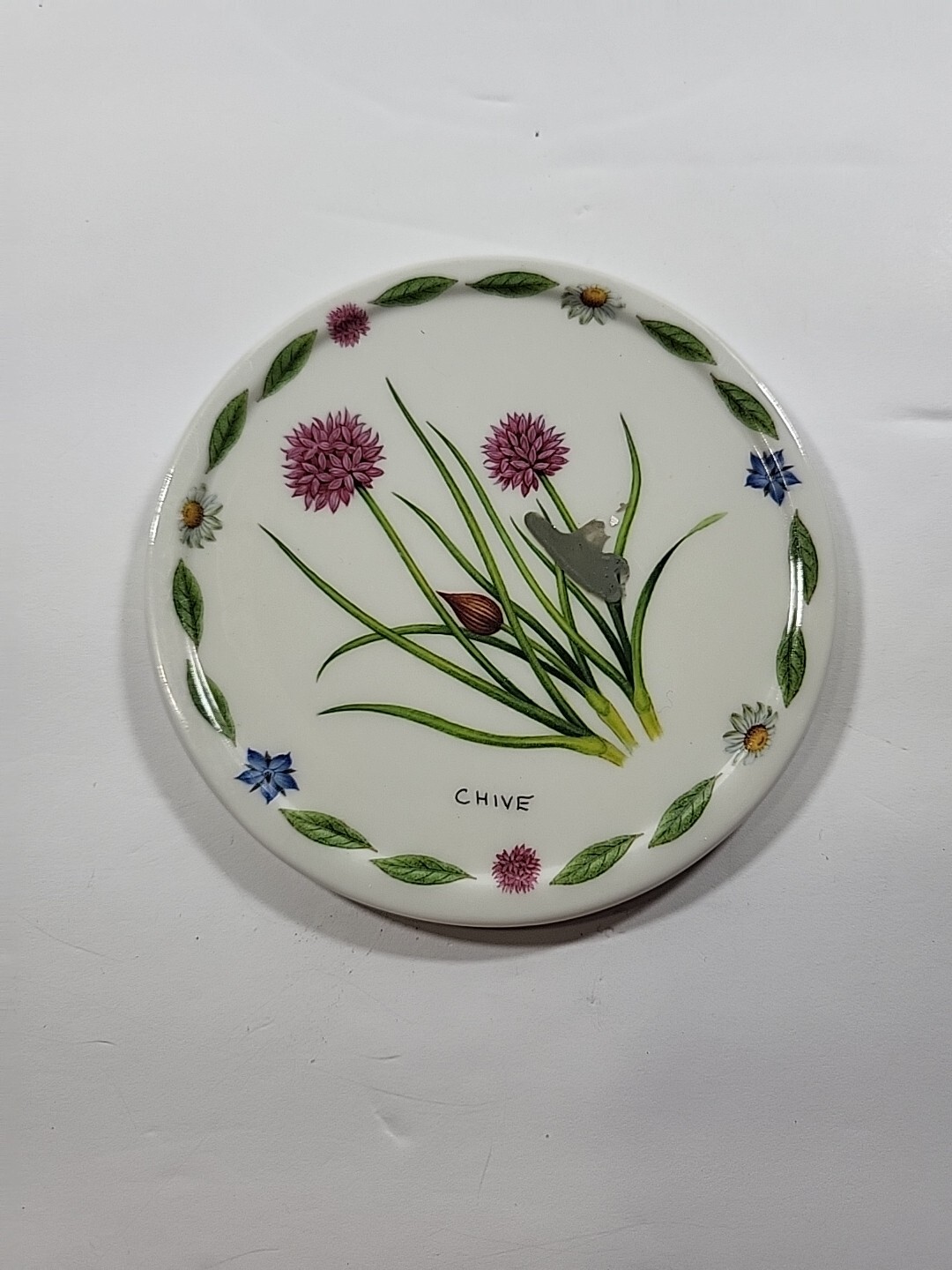 Set of 5 Kent Pottery Herbs 3 7/8" Round Hard Plastic Coasters w/ Orig