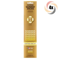 4x Packs Gonesh Extra Rich Incense Sticks Gardenia Scent | 20 Sticks Each