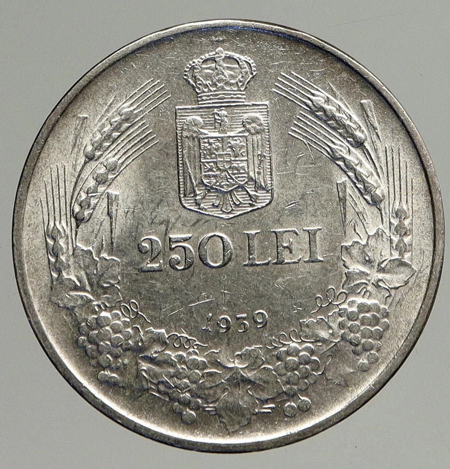 1939 ROMANIA King Carol II Shield VINTAGE Silver 250 Lei Romanian Coin i93828 - Image 2 of 3